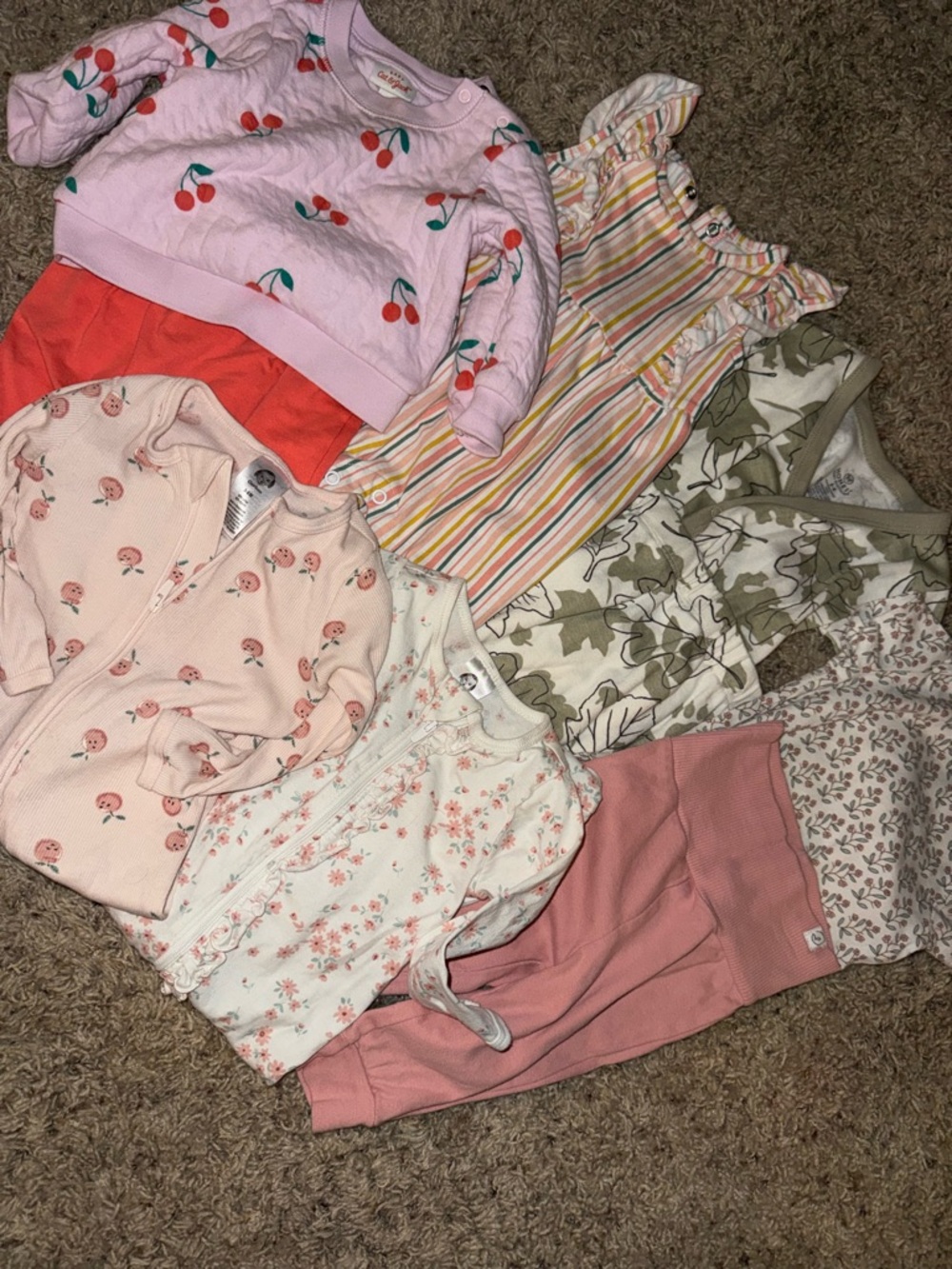 Girls' Pink Cherry & Floral Matching Pajama Top - Baby / Toddler